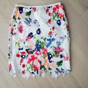 EUC Neiman Marcus Floral Lace Overlay Skirt